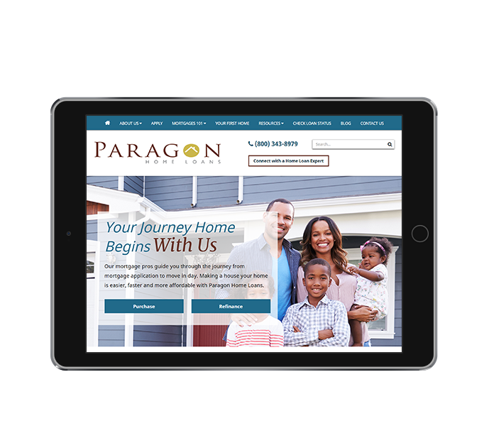 mortgage marketing tablet landscape paragon home loans by acs web design and seo