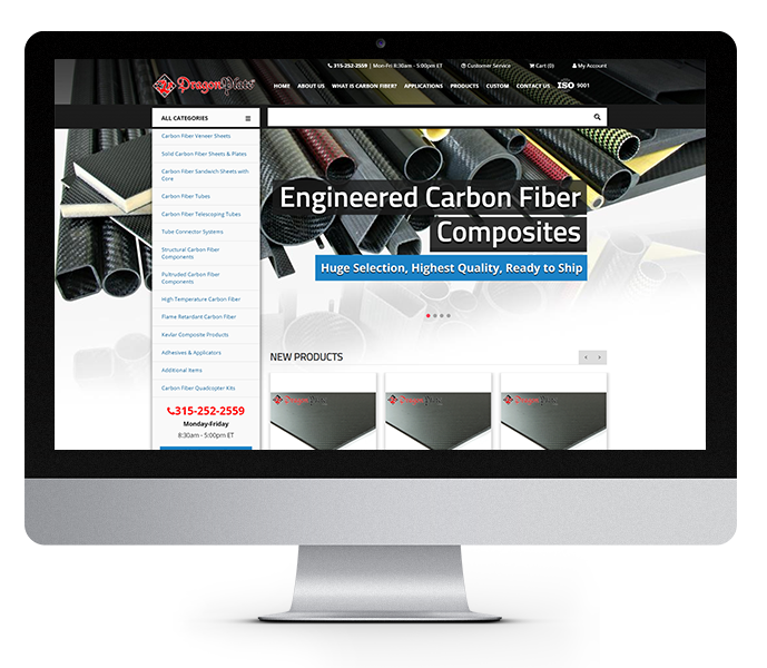 enterprise eCommerce website design dragonplate desktop view from acs web design and seo