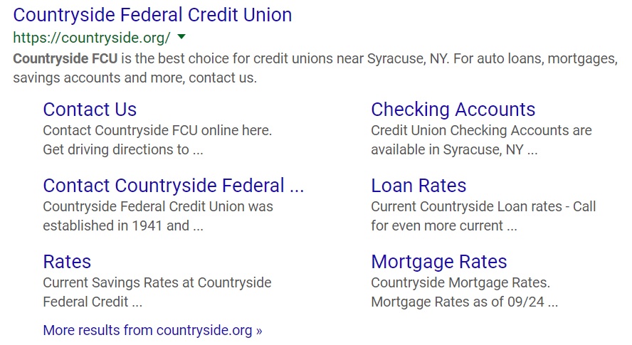 credit union web design seo migration for countryside fcu from acs web design and seo