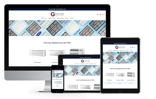 ecommerce website design genuine air filters responsive web design 