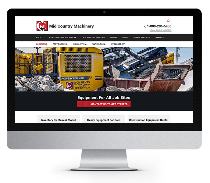 heavy equipment website design desktop view by acs web design and seo