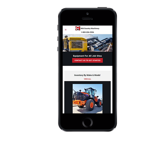 heavy equipment website design mobile friendly view