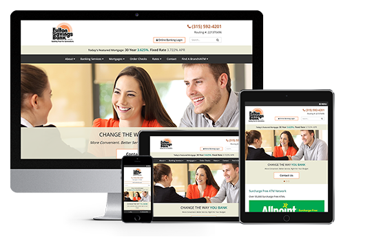bank website design image of fulton savings bank responsive website design on multiple devices