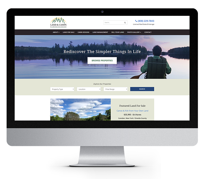 new york web design land and camps desktop view
