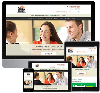 bank website design image of fulton savings bank website on multiple devices