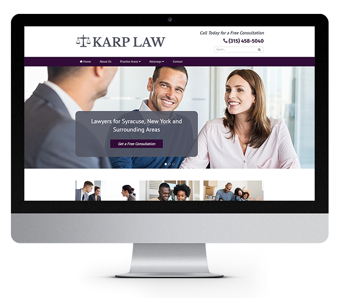 law office web design image of karp law office website on desktop