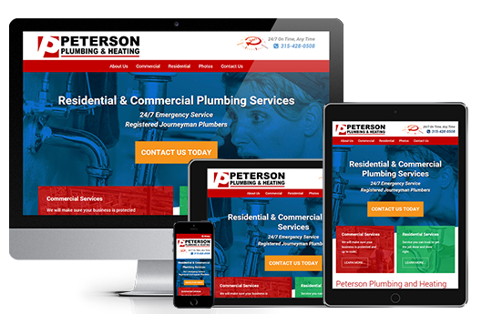 web design syracuse contractor website design peterson plumbing and heating