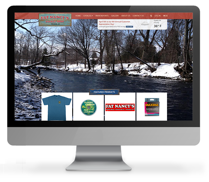 desktop view of ecommerce fishing web design