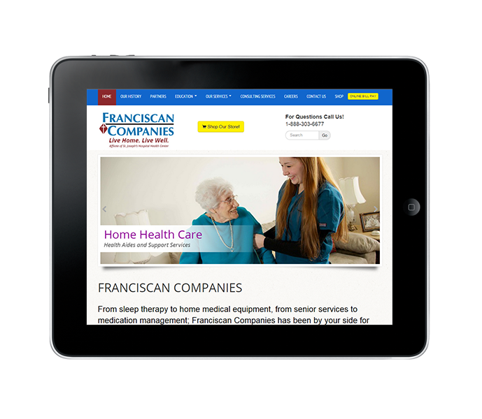 tablet view for responsive medical ecommerce website design