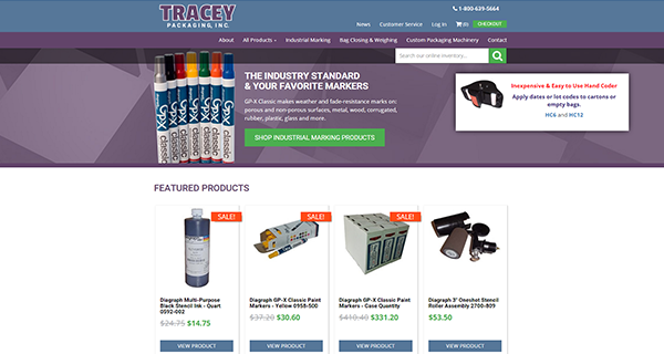 ecommerce website design tracey packaging