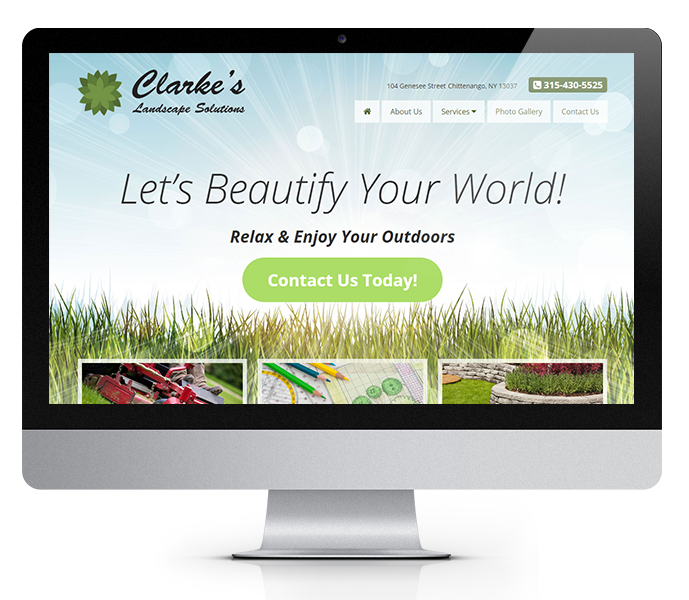 desktop view of landscaping company web design