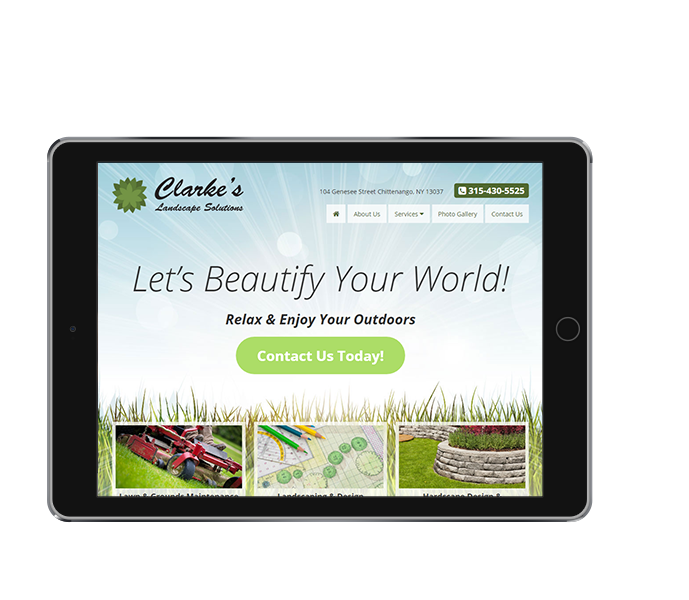 tablet view of landscaping company web design