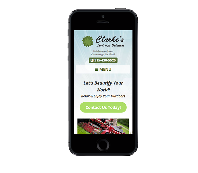 mobile view of landscaping company web design