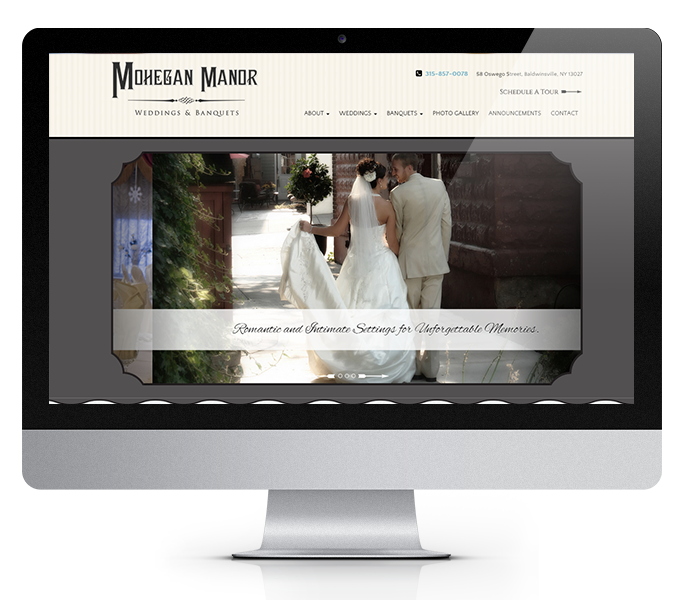 desktop view of wedding venue web design