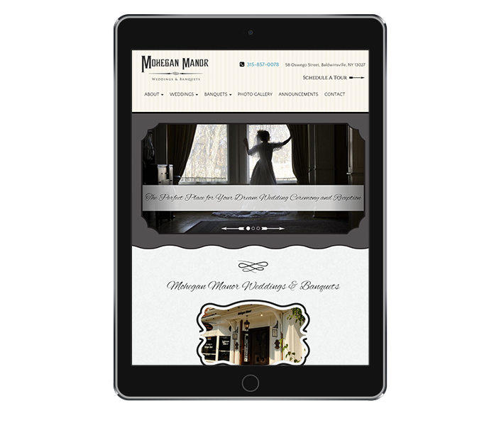 tablet view of responsive wedding website design