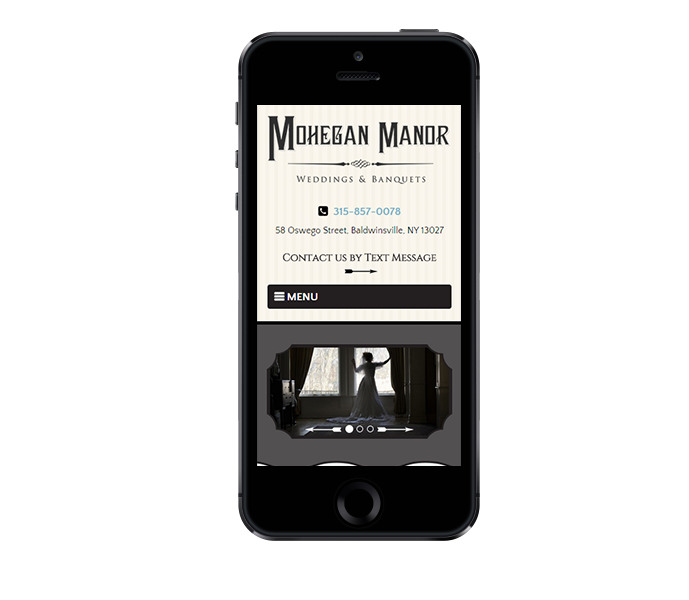 mobile view of responsive wedding venue web design