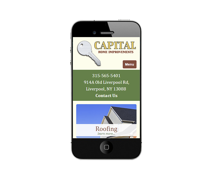 responsive roofing company web design mobile view