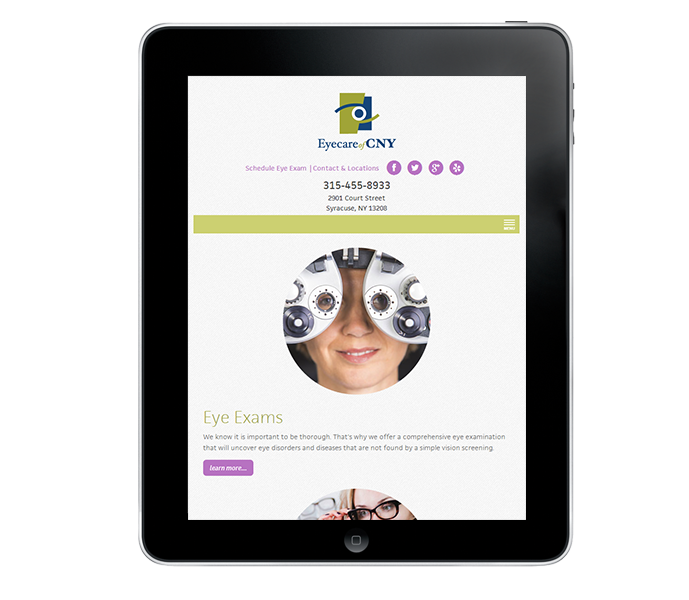 responsvie eyecare web design tablet view