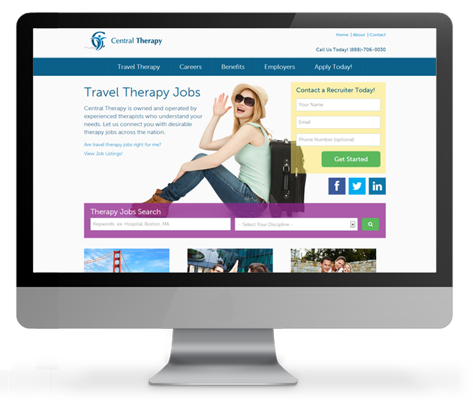 travel therapy job website desktop view