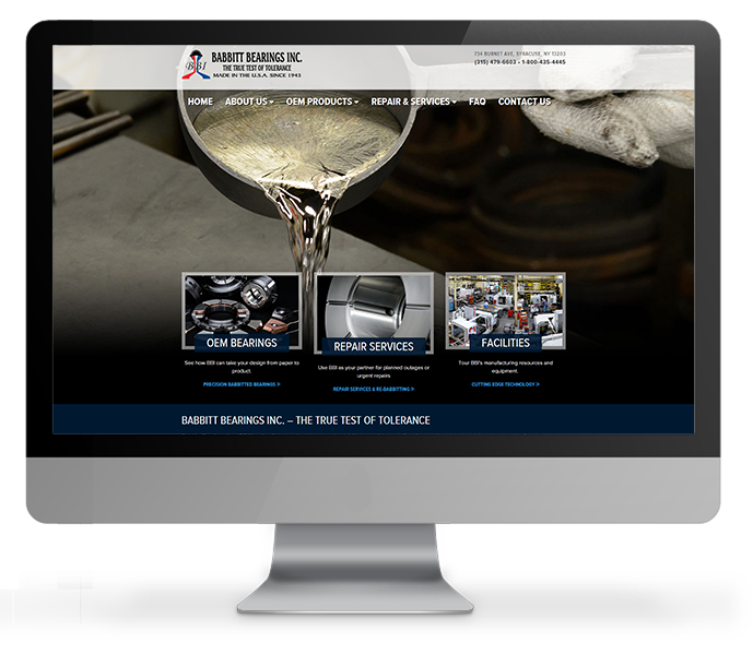 industrial commercial web design desktop view