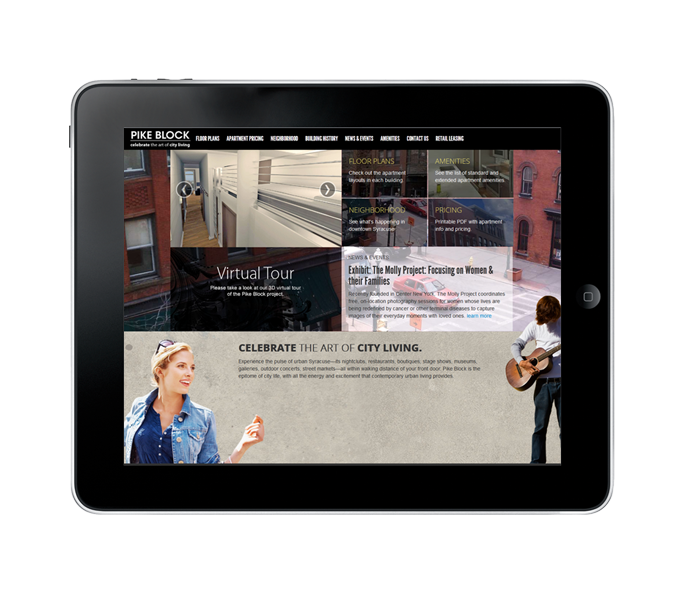 tablet view of apartment website