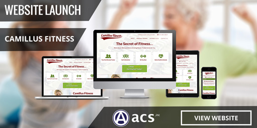 Personal Trainer Website Design and personal trainer landing page web design website launch camillus fitness view website button with acs logo