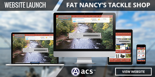 ecommerce website design custom online tackle shop fat nancys tackle shop website launch acs logo and view website button