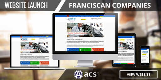 ecommerce website design medical equipment online store website design franciscan companies website launch acs logo and view website button