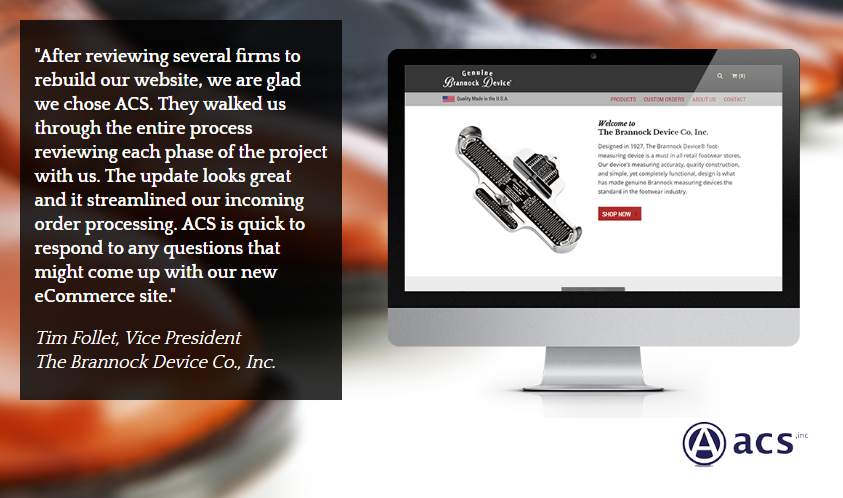 ecommerce website design Brannock Device Testimonial