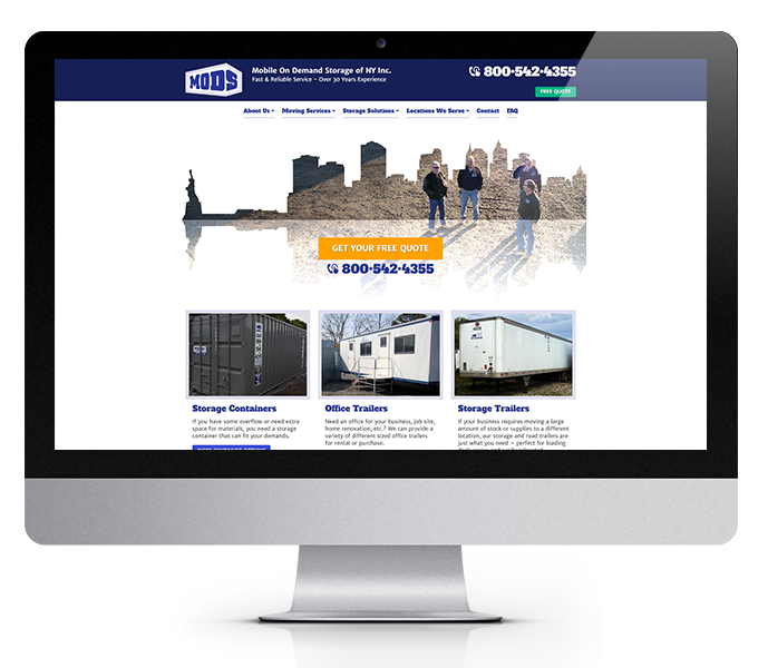 storage company website design desktop view of mobile on demand by acs inc web design and seo