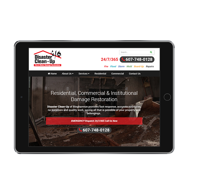 website branding tablet landscape view of disaster clean up from acs web design and seo
