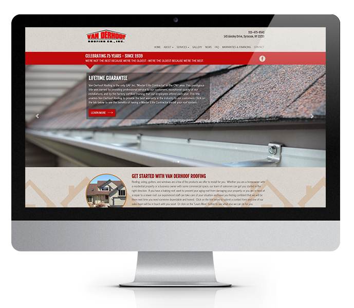 roofing website design desktop van derhoof by acs