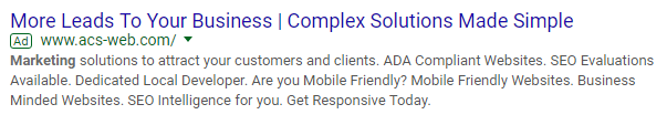 Example Google Paid Search Ad