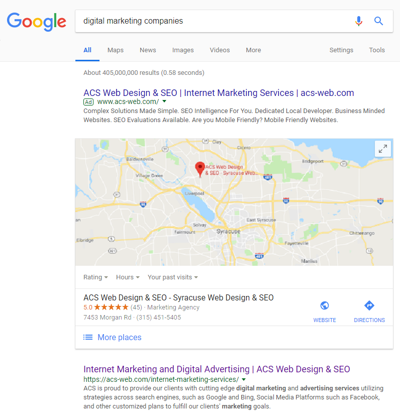Google Paid Search Engine Results - Example PPC Ad