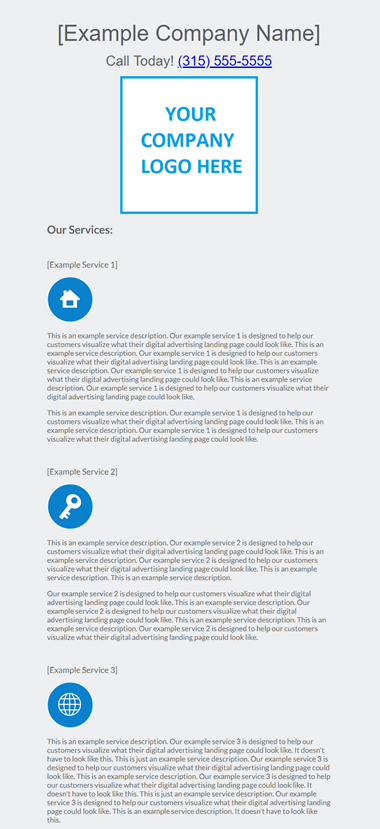 Example landing page for digital marketing package