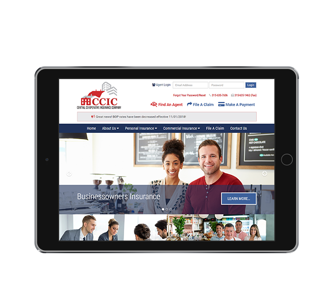 insurance website design tablet landscape ccic from acs web design and seo