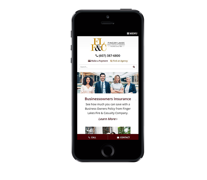 insurance website design finger lakes fire and casualty mobile friendly from acs web design and seo