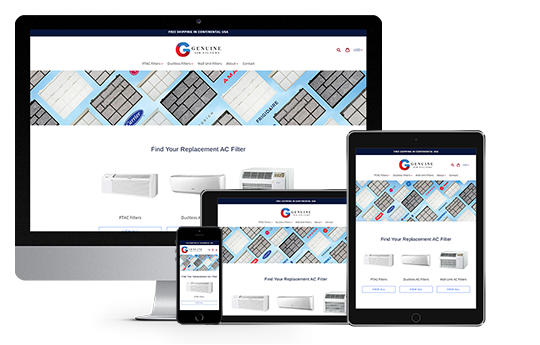 ecommerce website design genuine air filters responsive web design 