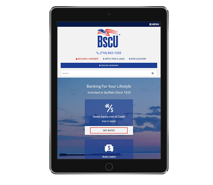 credit union website design near buffalo ny tablet portait bscu by acs web design and seo
