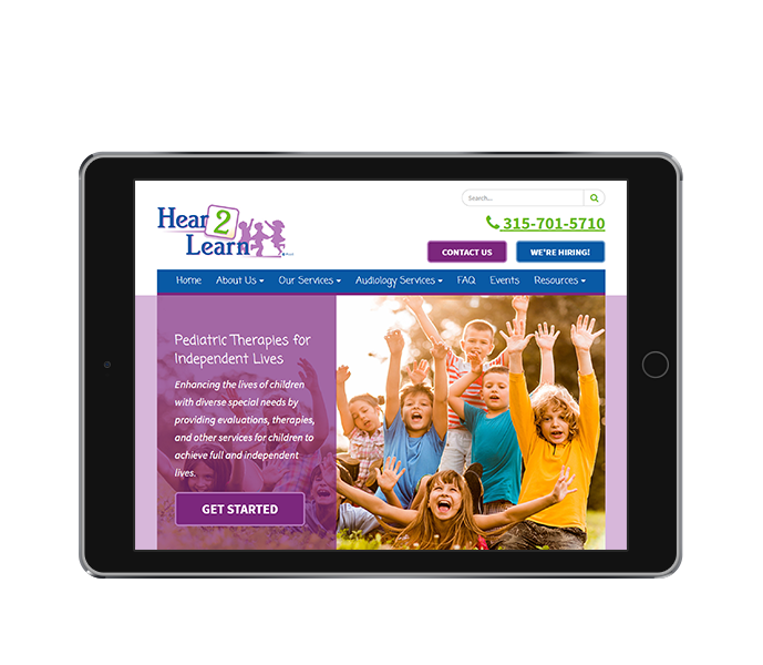 pediatric website design tablet landscape hear 2 learn
