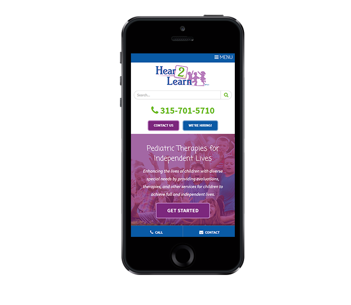 pediatric website design mobile friendly hear 2 learn