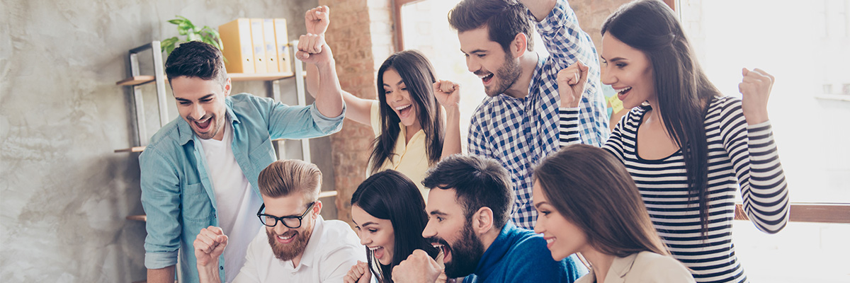 full service digital marketing agency image of white collar professionals celebrating