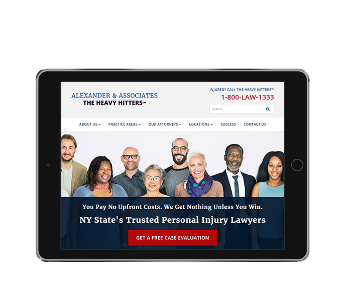 lawyer website design tablet landscape view of alexander and associates
