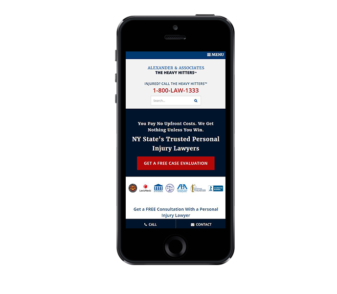 lawyer website design mobile friendly view of alexander and associates