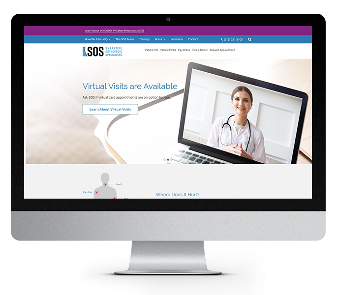 medical website design and development image of desktop view of sos