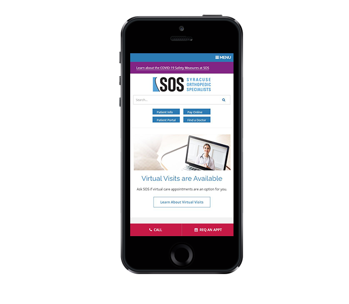 medical website design and development image of mobile phone view for sos website