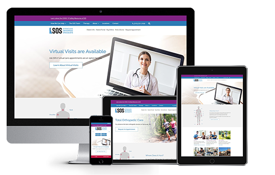 medical website design and development image of responsive website design sos website on different devices