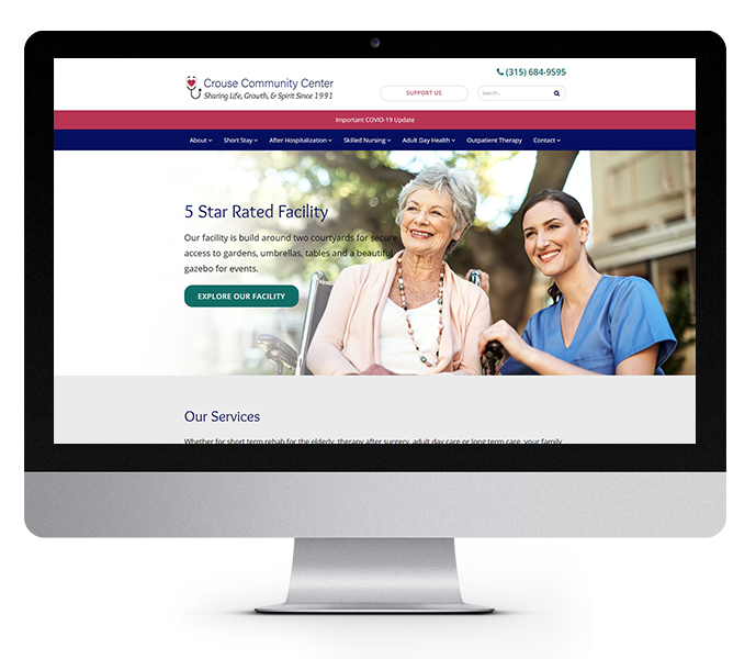nursing home website design image of crouse community center desktop view