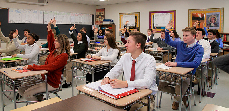 private school website design image of cba students in classroom