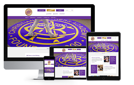 private school website design image of cba website on different device